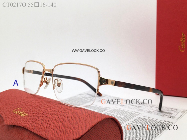 Faux Santos Cartier Eyeglasses Gold Half CT0217O